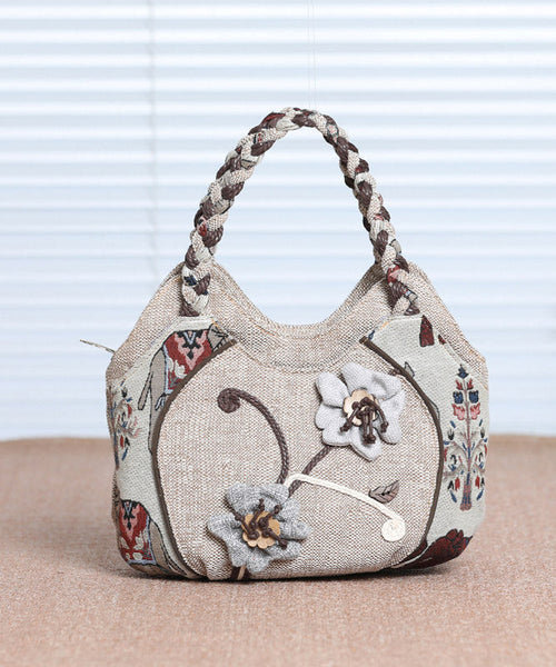 Ethnic Canvas Bag Woven Patchwork Tote Style Grey FashionChic