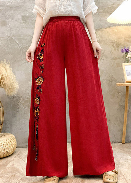 Ethnic Style High Waisted Embroidered Wide Leg Pants Summer BV048 MZF-LPTS240702