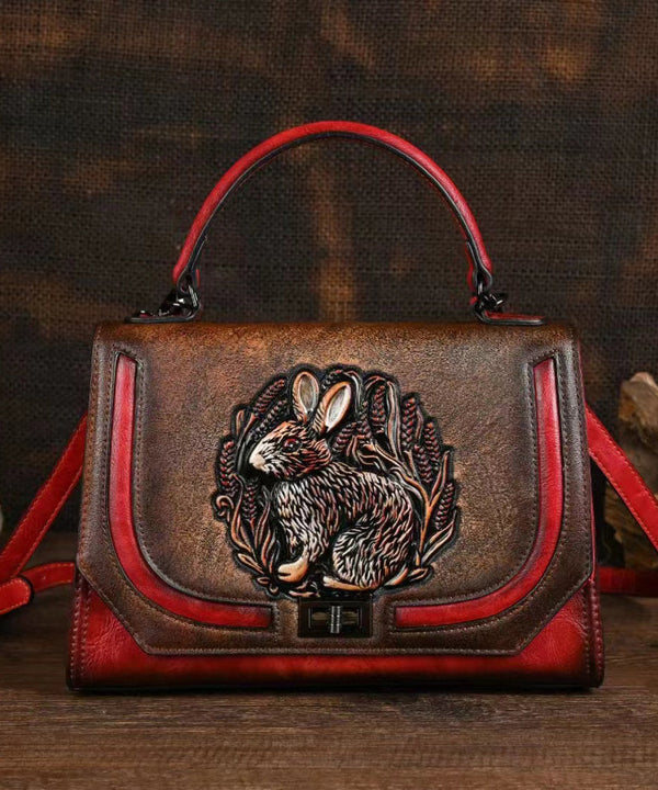 Ethnic Style Red Handmade Rabbit Embossed Handbag HJ1057 Ada Fashion