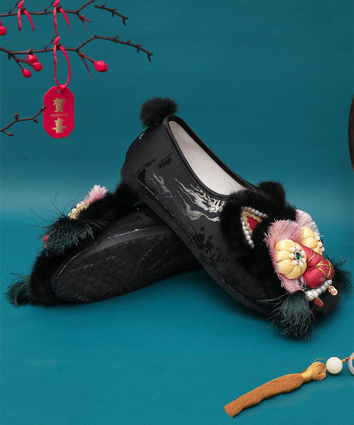 Ethnic Style Splicing Tiger Head Shoes Embroidered Soft Sole TQ038 ABC