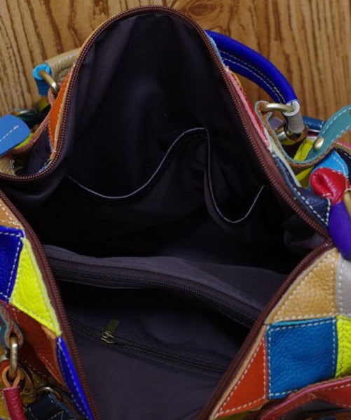 European And American Fashion Contrasting Plaid Patchwork Rivet Handbag HJ1013 Ada Fashion