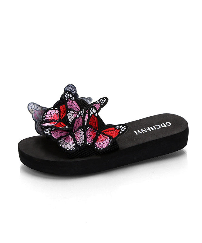 European And American Red Embroidered Butterfly Slide Sandals OI068 shoe-LT240801