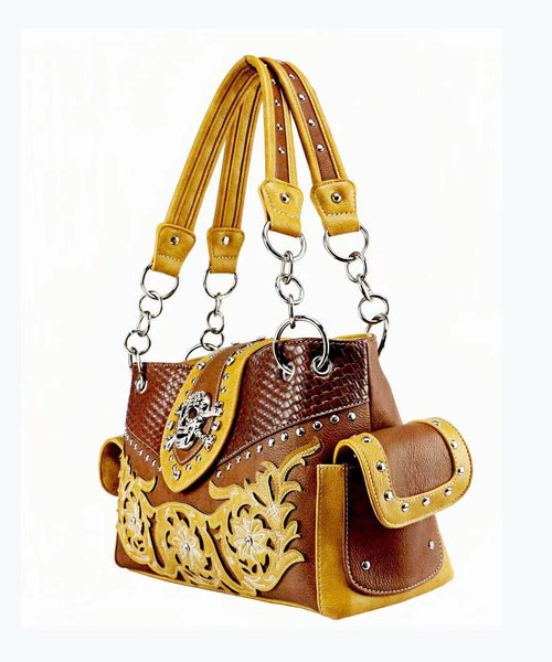 European And American Skulls Embroidery Rivet Satchel Bag Handbag GG072 Bag-BGS240606