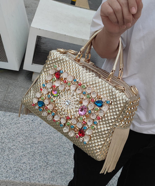 Black Style And American European Tote Handbag Zircon Tassel FashionChic