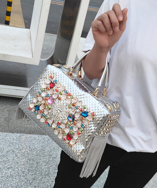 Black Style And American European Tote Handbag Zircon Tassel FashionChic