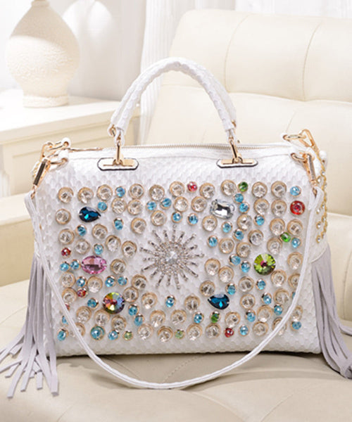 Black Style And American European Tote Handbag Zircon Tassel FashionChic