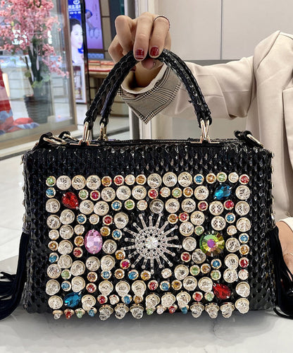 Black Style And American European Tote Handbag Zircon Tassel FashionChic