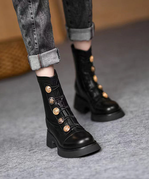 European And American Style Brown Splicing Chunky Boots QK044 shoe-XZ241013