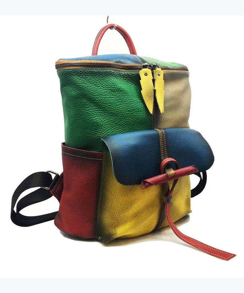 European And American Style Colored Genuine Cowhide Backpack HJ1026 Ada Fashion