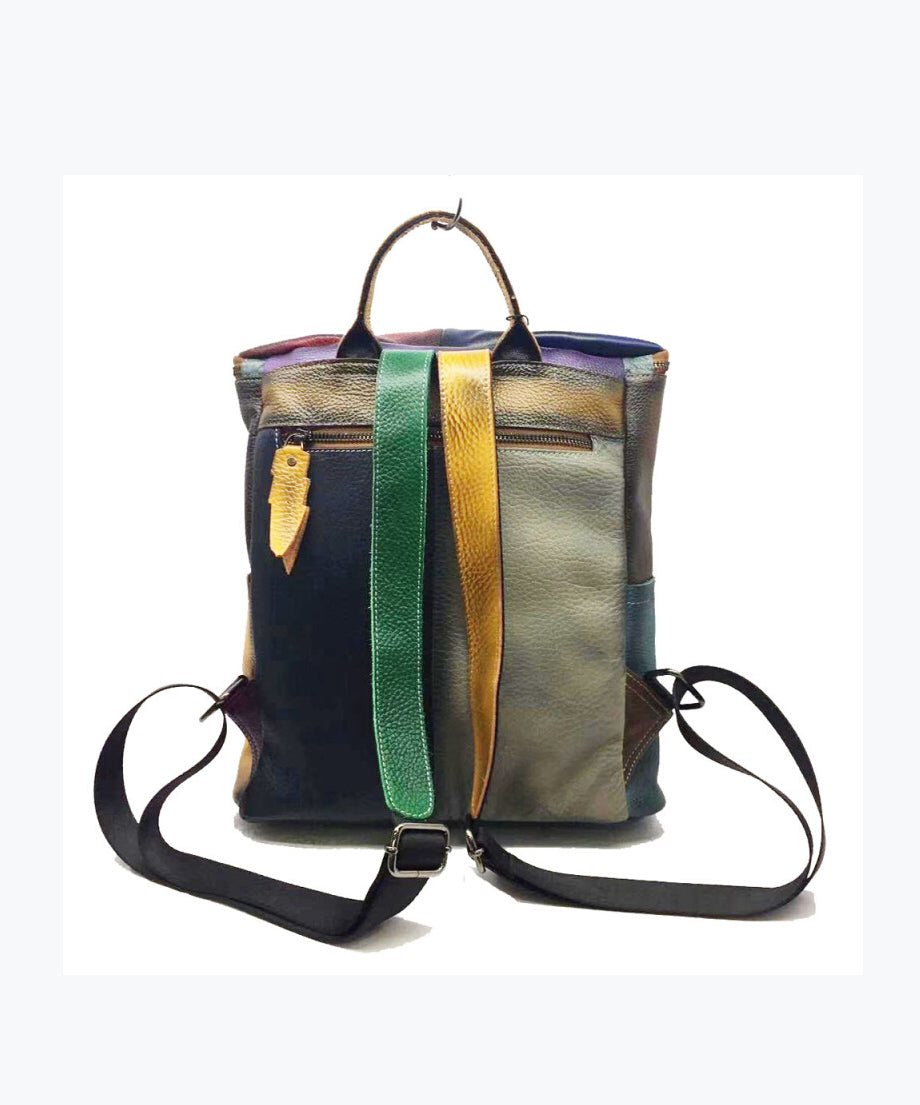 European And American Style Colored Genuine Cowhide Backpack HJ1026 Ada Fashion