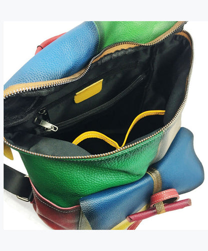 European And American Style Colored Genuine Cowhide Backpack HJ1026 Ada Fashion