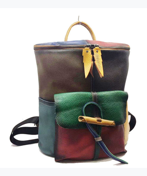 European And American Style Colored Genuine Cowhide Backpack HJ1026 Ada Fashion