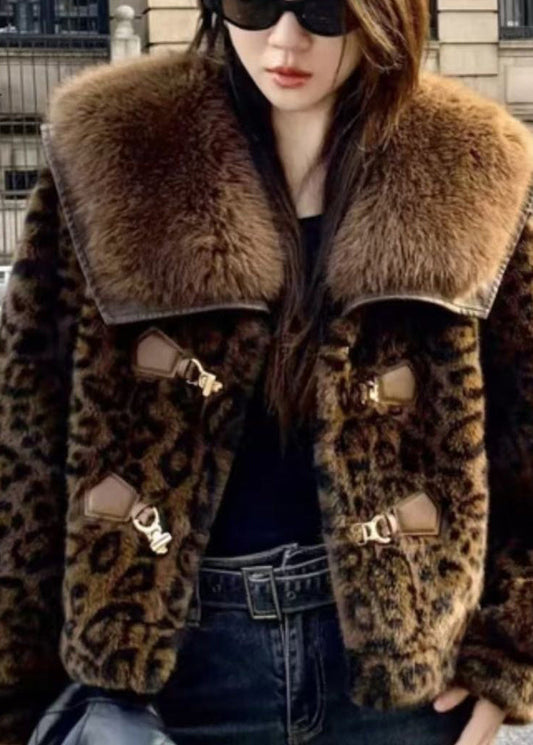 European And American Style Leopard Mink Hair Leather And Fur Coat Spring YY014 ABC