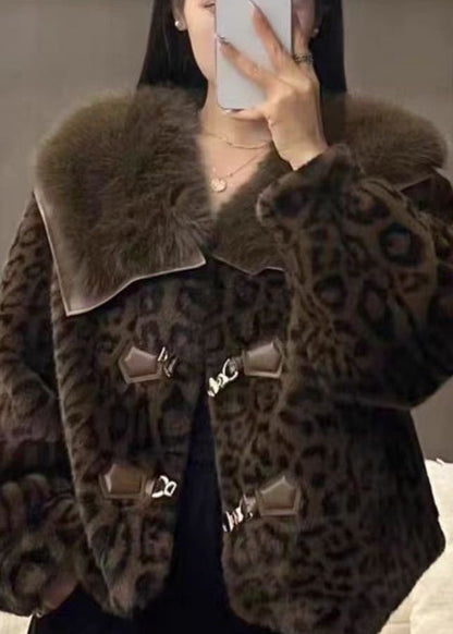 European And American Style Leopard Mink Hair Leather And Fur Coat Spring YY014 ABC