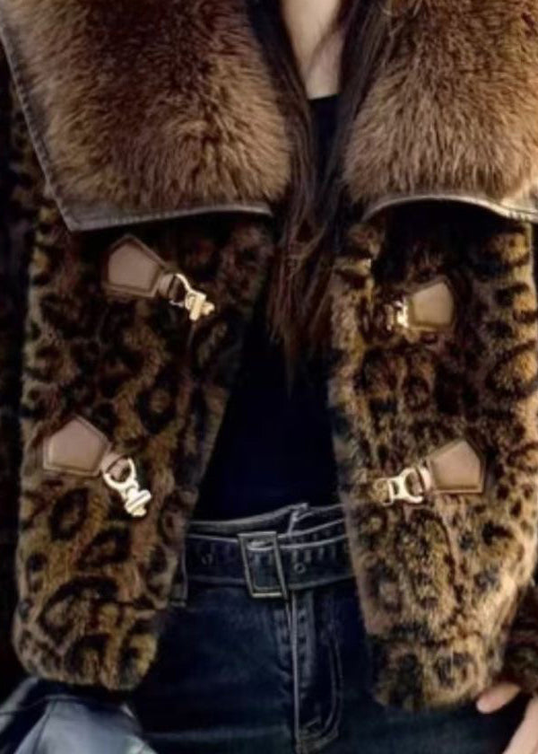 European And American Style Leopard Mink Hair Leather And Fur Coat Spring YY014 ABC