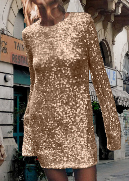 European And American Style Silver Sequins Slim Fit Dress Spring TL037