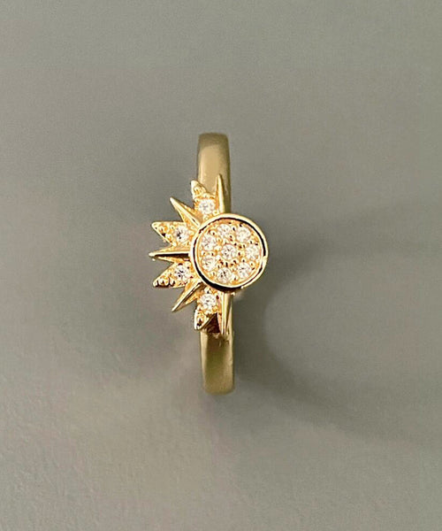 Zircon And Rings Alloy Open Fashion Set Two-Piece Moon Sun FashionChic