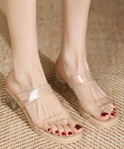 Fashion Apricot Clear Chunky Women Slide Sandals Peep Toe AP1057 shoe-LT240905