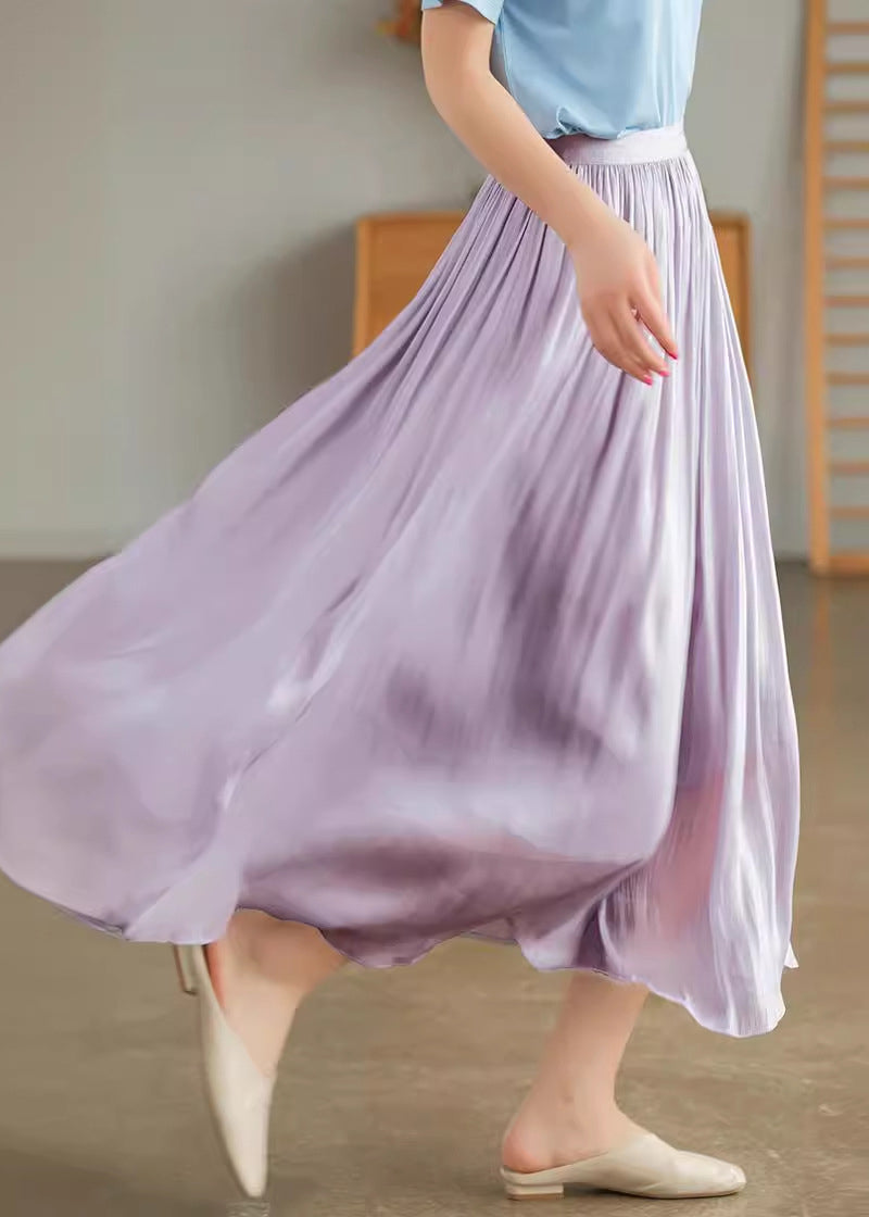 Fashion Apricot Elastic Waist Exra Large Hem Silk Skirts Summer TN004 ABC