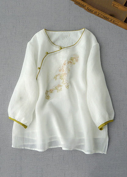 Fashion Apricot Embroidered Patchwork Button Shirt Summer AP016 GK-HTP240718