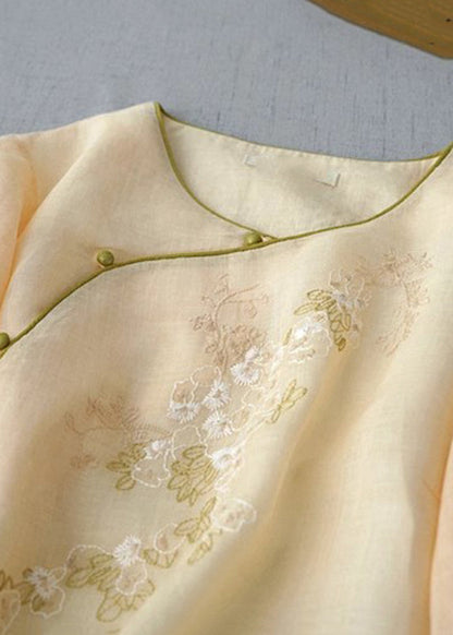 Fashion Apricot Embroidered Patchwork Button Shirt Summer AP016 GK-HTP240718