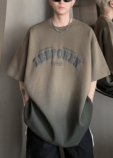 Fashion Army Green Gradient Men Graphic T Shirts Summer WA005 MENT241110