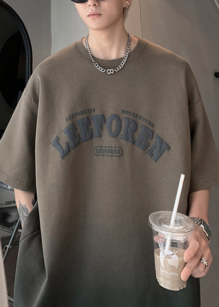 Fashion Army Green Gradient Men Graphic T Shirts Summer WA005 MENT241110