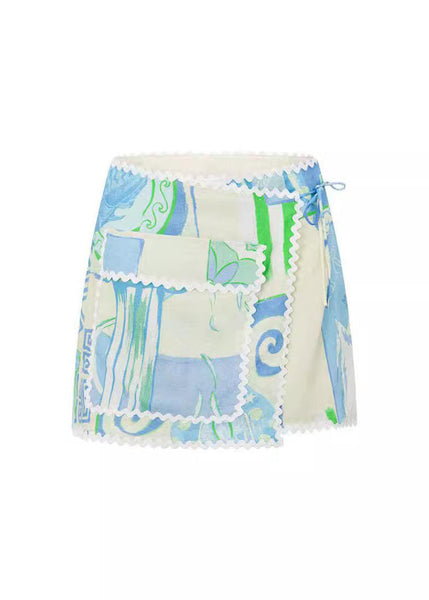 Two Tie Shirts Beige Pan Collar And Peter Skirts Waist Fashion FashionChic