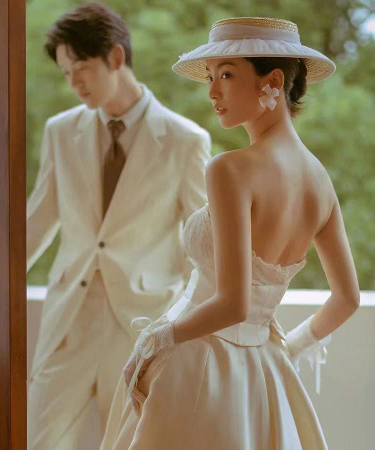 Wrinkled Tulle Woven Cloche Fashion Hat Straw Beige FashionChic