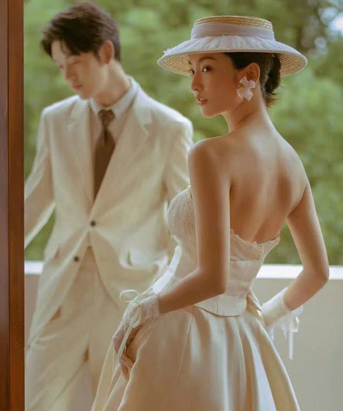 Wrinkled Tulle Woven Cloche Fashion Hat Straw Beige FashionChic