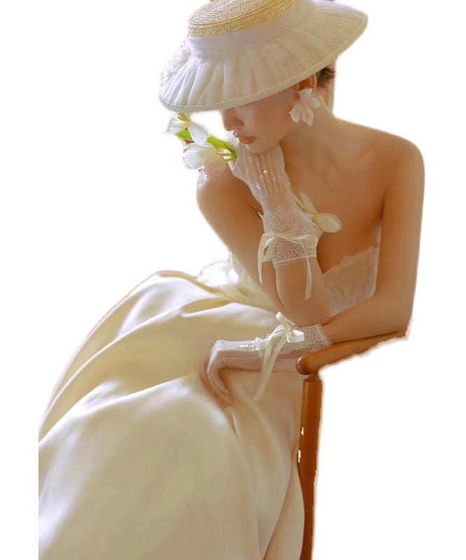Wrinkled Tulle Woven Cloche Fashion Hat Straw Beige FashionChic