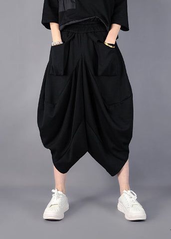 Fashion Black Asymmetrical Cotton Harem Pants Spring YO021 ABC