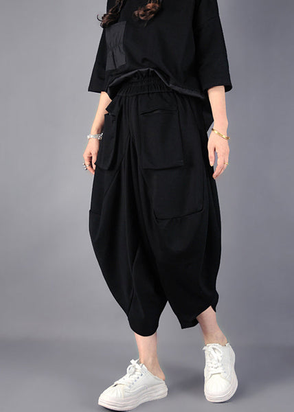 Fashion Black Asymmetrical Cotton Harem Pants Spring YO021 ABC