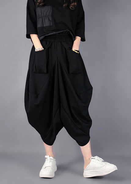 Fashion Black Asymmetrical Cotton Harem Pants Spring YO021 ABC