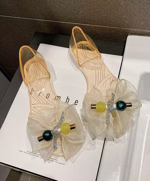 Black Bow Toe Sandals Clear Peep Splicing Fashion FashionChic