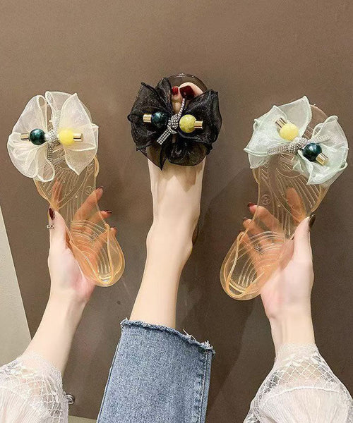 Black Bow Toe Sandals Clear Peep Splicing Fashion FashionChic