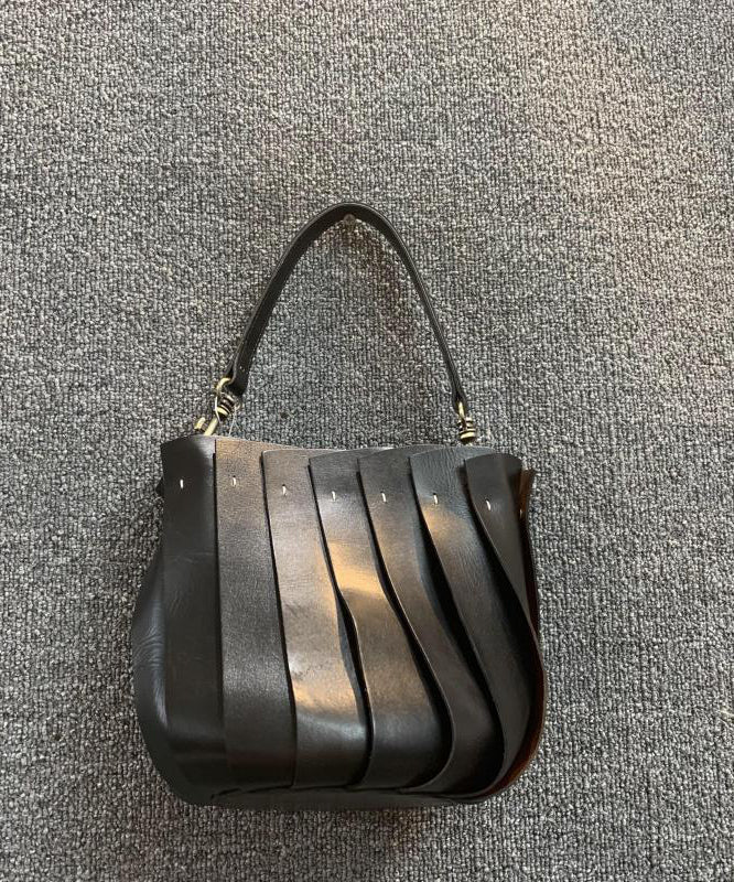 Fashion Black Calf Leather Satchel Handbag MM040 Bag-BGS240620