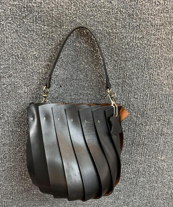 Fashion Black Calf Leather Satchel Handbag MM040 Bag-BGS240620