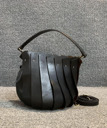 Fashion Black Calf Leather Satchel Handbag MM040 Bag-BGS240620