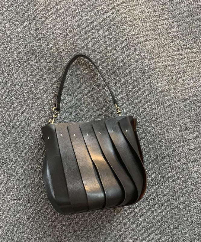 Fashion Black Calf Leather Satchel Handbag MM040 Bag-BGS240620