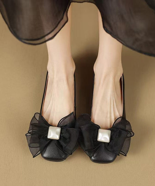 Flat Women Splicing Fashion Black For Shoes Bow FashionChic
