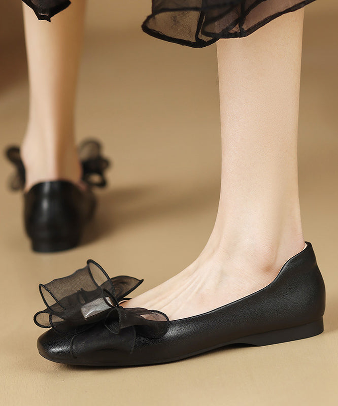 Flat Women Splicing Fashion Black For Shoes Bow FashionChic