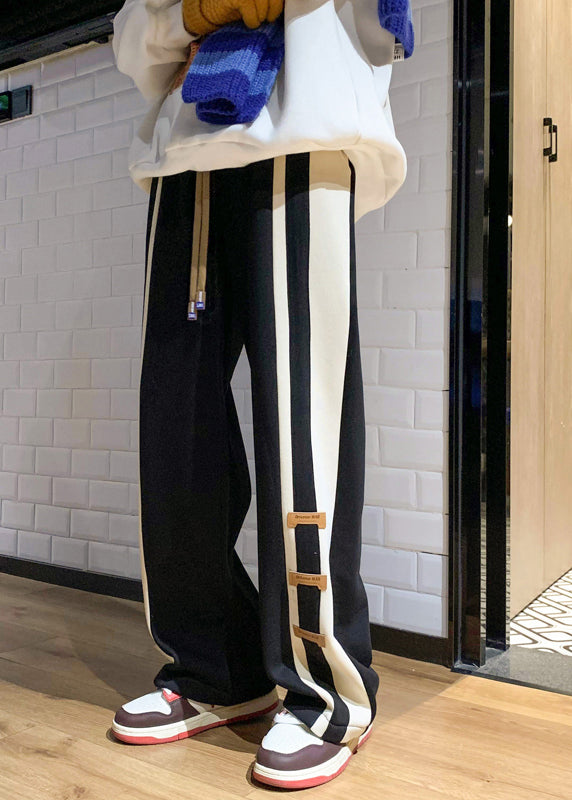 Fashion Pants Black Cotton Spring Men Patchwork Oversized FashionChic