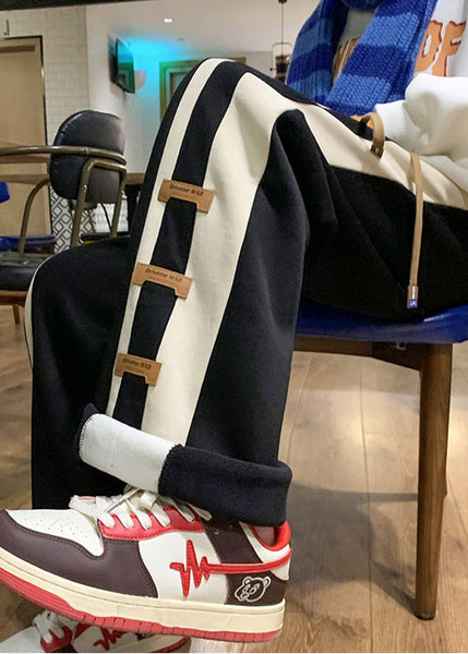 Fashion Pants Black Cotton Spring Men Patchwork Oversized FashionChic