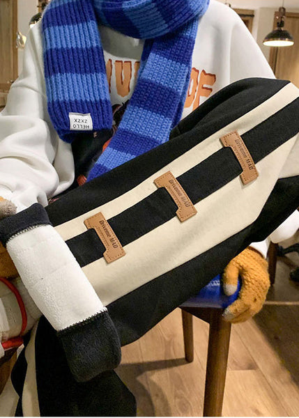 Fashion Pants Black Cotton Spring Men Patchwork Oversized FashionChic