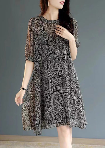 Fashion Black Oversized Print Chiffon Tea Dress Summer YY030 OL-SDL2408-16