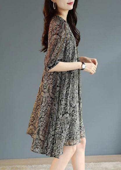 Fashion Black Oversized Print Chiffon Tea Dress Summer YY030 OL-SDL2408-16