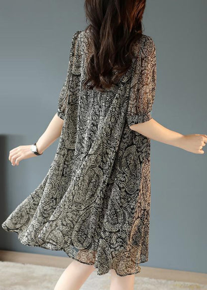 Fashion Black Oversized Print Chiffon Tea Dress Summer YY030 OL-SDL2408-16