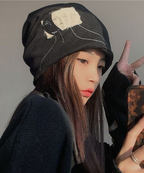 Hat Black Versatile Fashion Bonnie Cotton Patch FashionChic