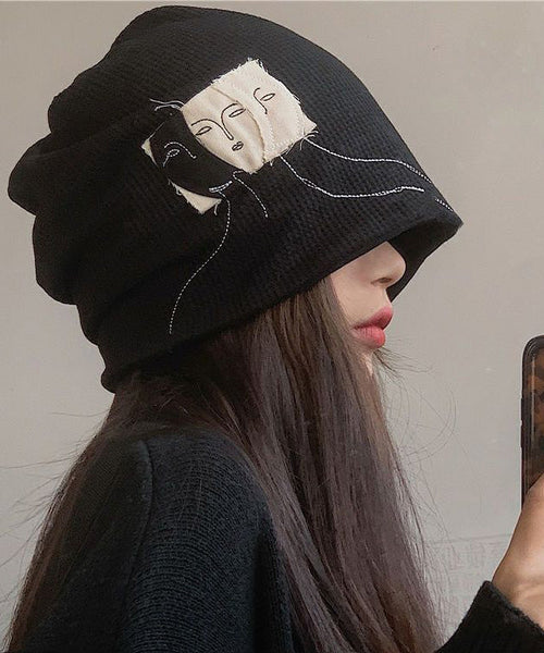 Fashion Patch Versatile Hat Black Bonnie Cotton FashionChic